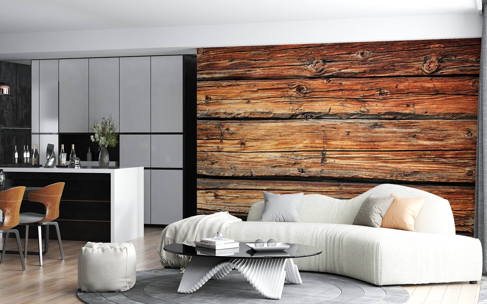 Fotobehang onbeschermd licht houten bord