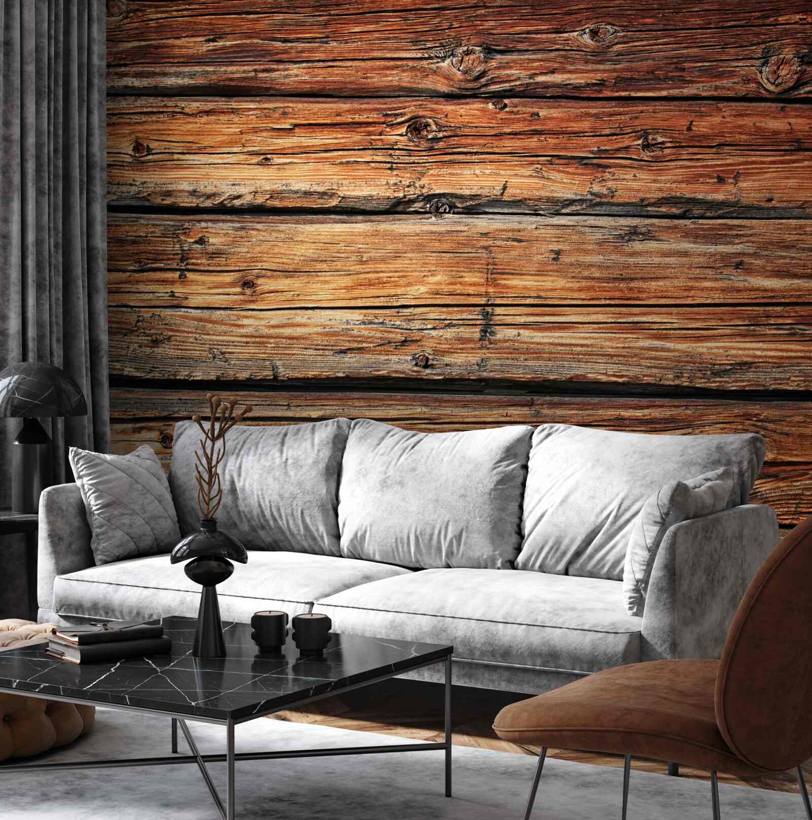 Fotobehang onbeschermd licht houten bord