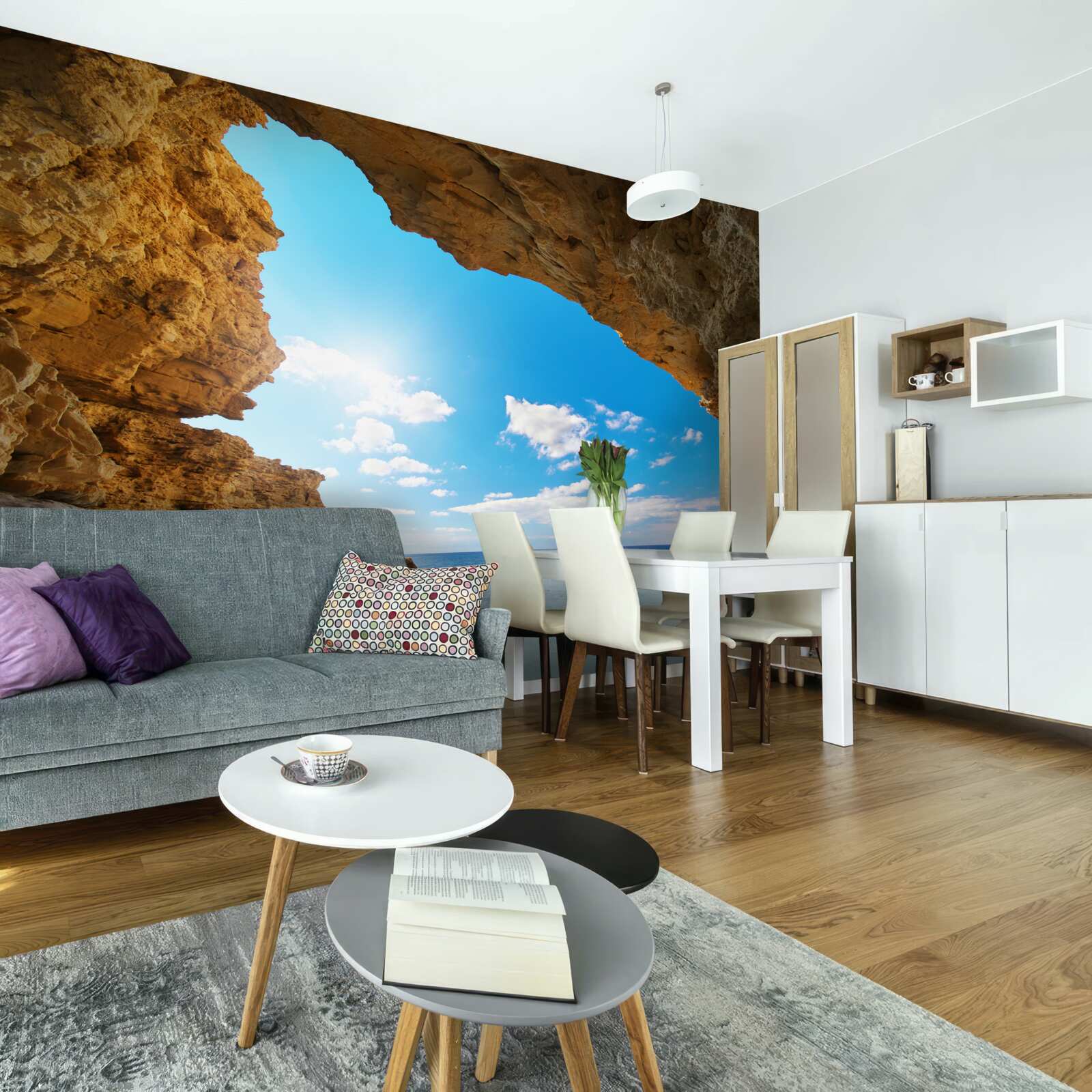 Fotobehang de lucht boven de oceaan is absoluut helder