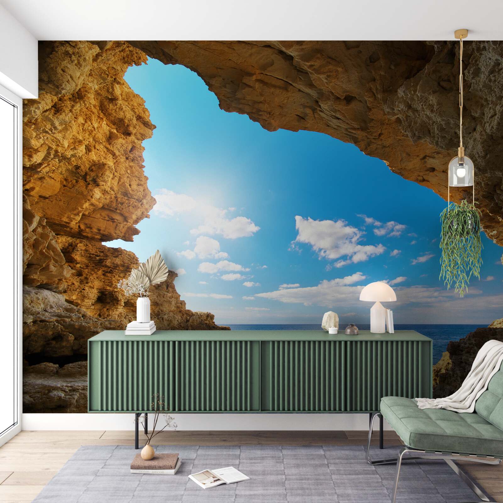 Fotobehang de lucht boven de oceaan is absoluut helder