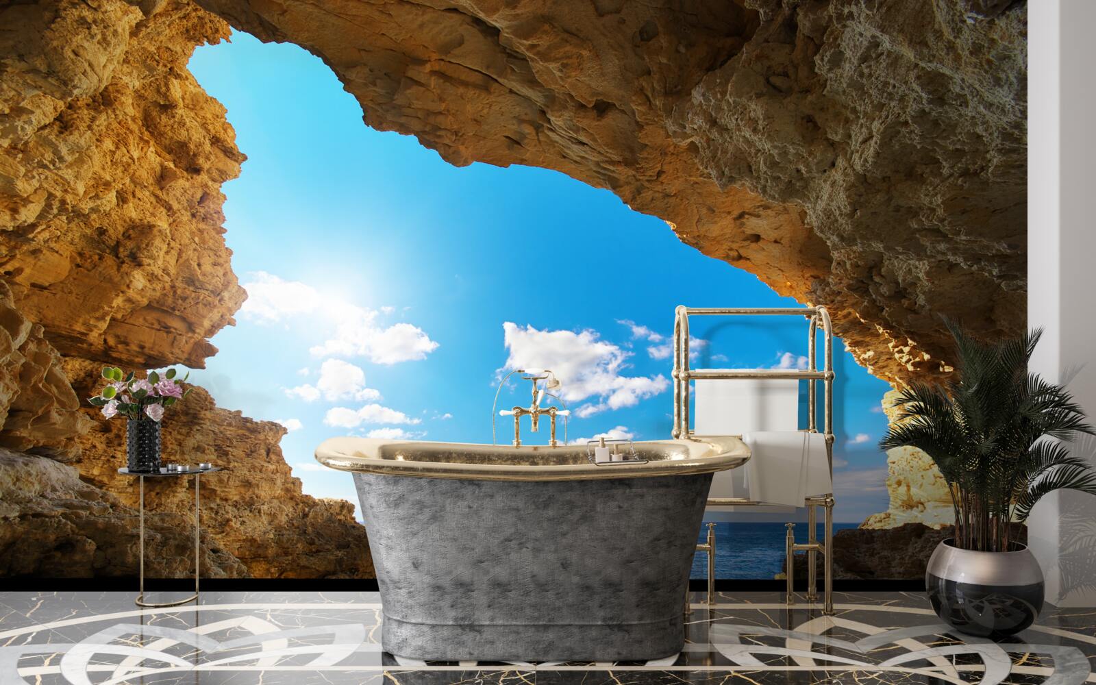 Fotobehang de lucht boven de oceaan is absoluut helder