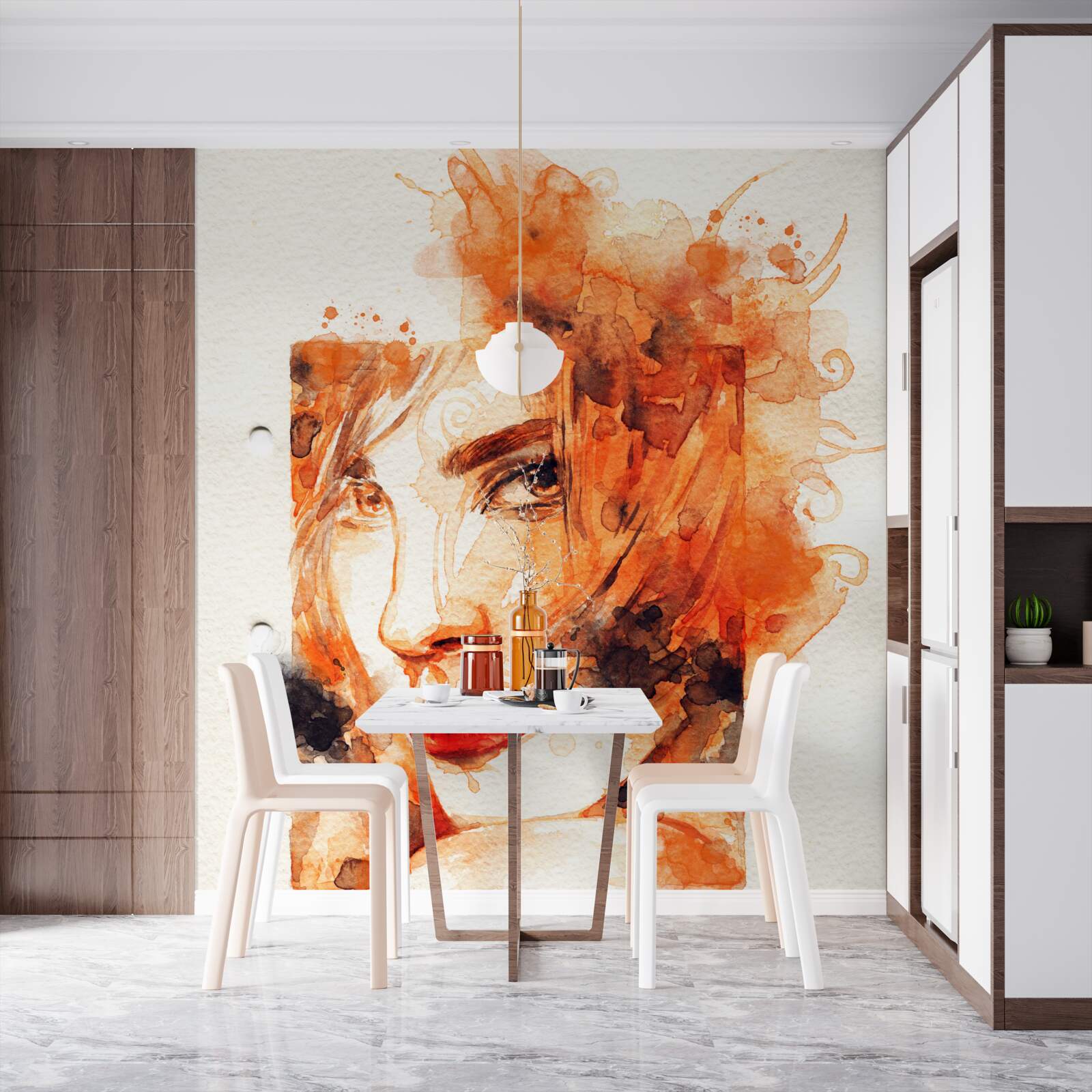 Fotobehang vrouw in herfstkleuren