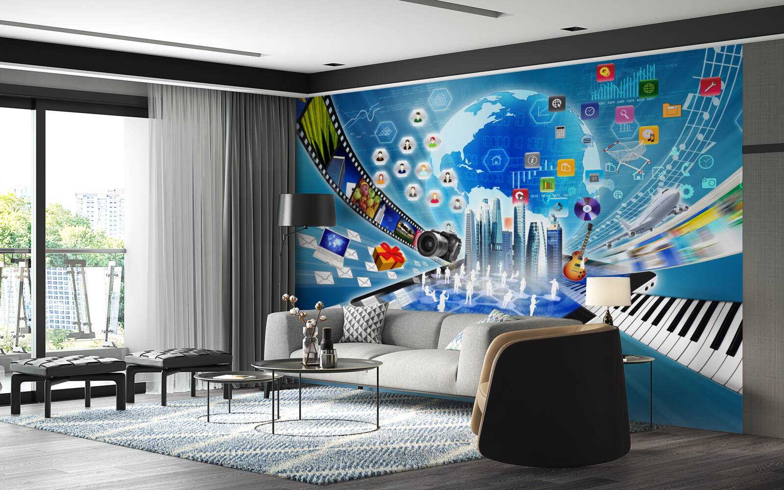 Fotobehang abstracte digitale soundtrack