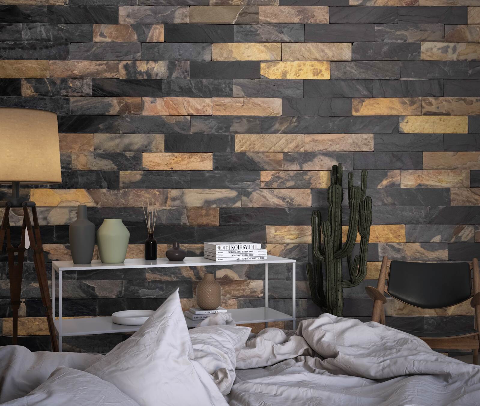 Fotobehang zwart-gouden steen horizontaal geplaatst