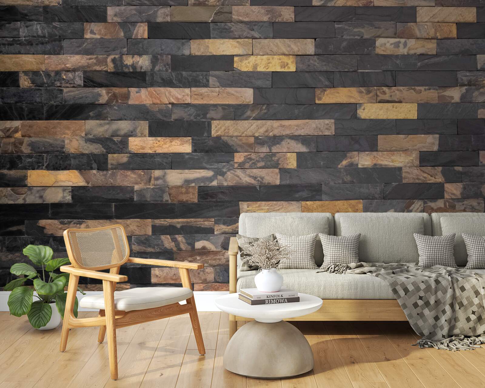 Fotobehang zwart-gouden steen horizontaal geplaatst