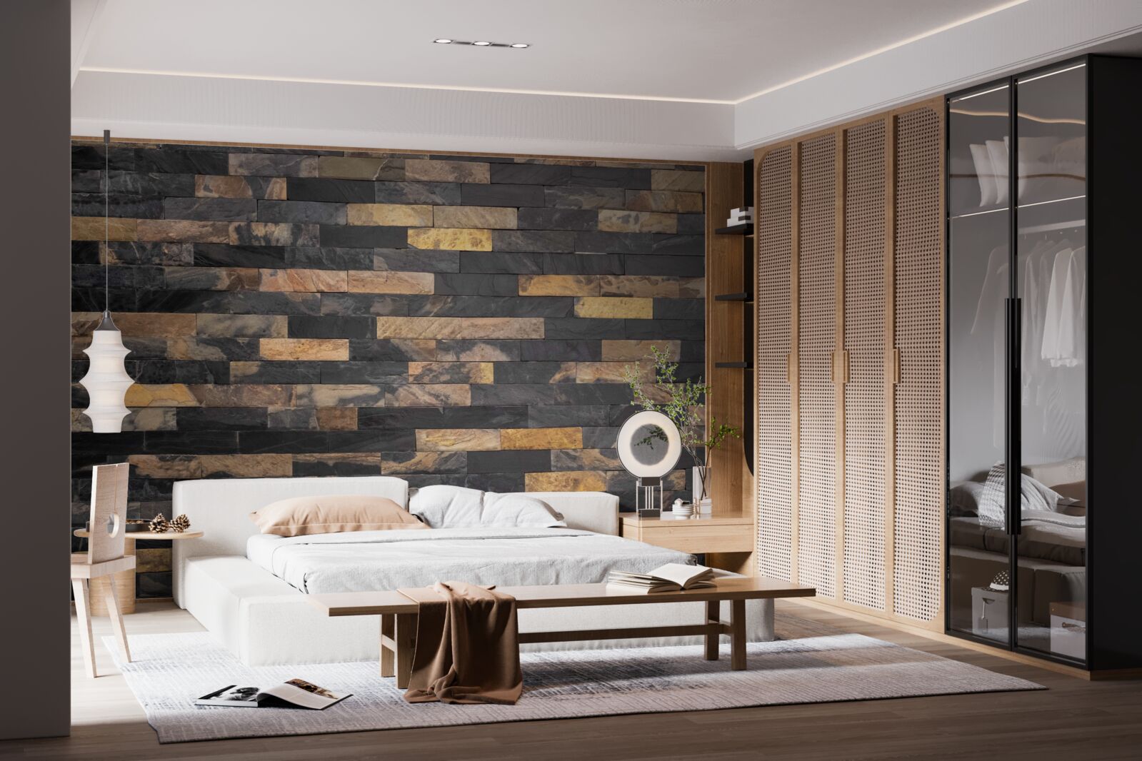 Fotobehang zwart-gouden steen horizontaal geplaatst