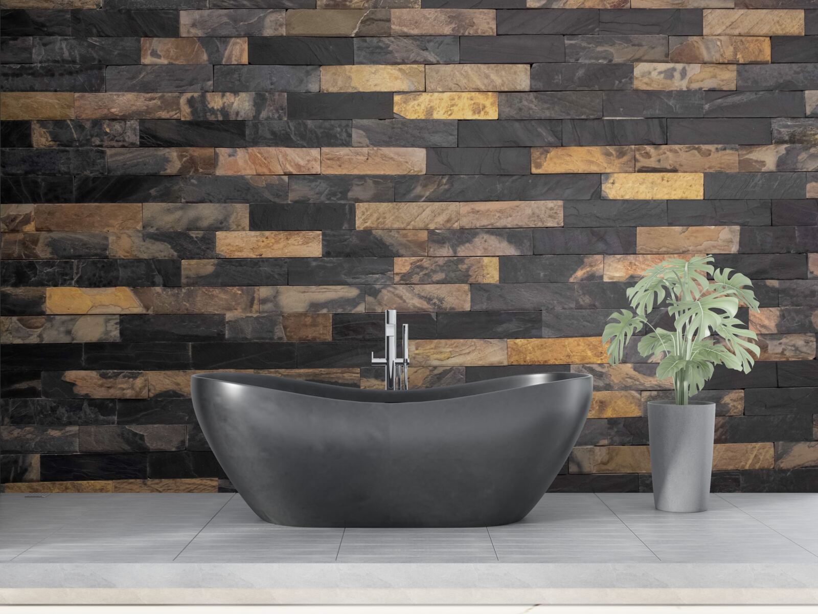 Fotobehang zwart-gouden steen horizontaal geplaatst