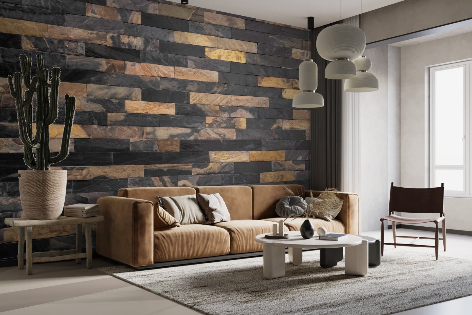 Fotobehang zwart-gouden steen horizontaal geplaatst