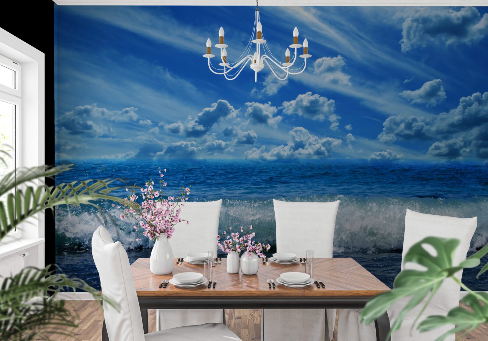 Fotobehang turbulent blauw water ruimte