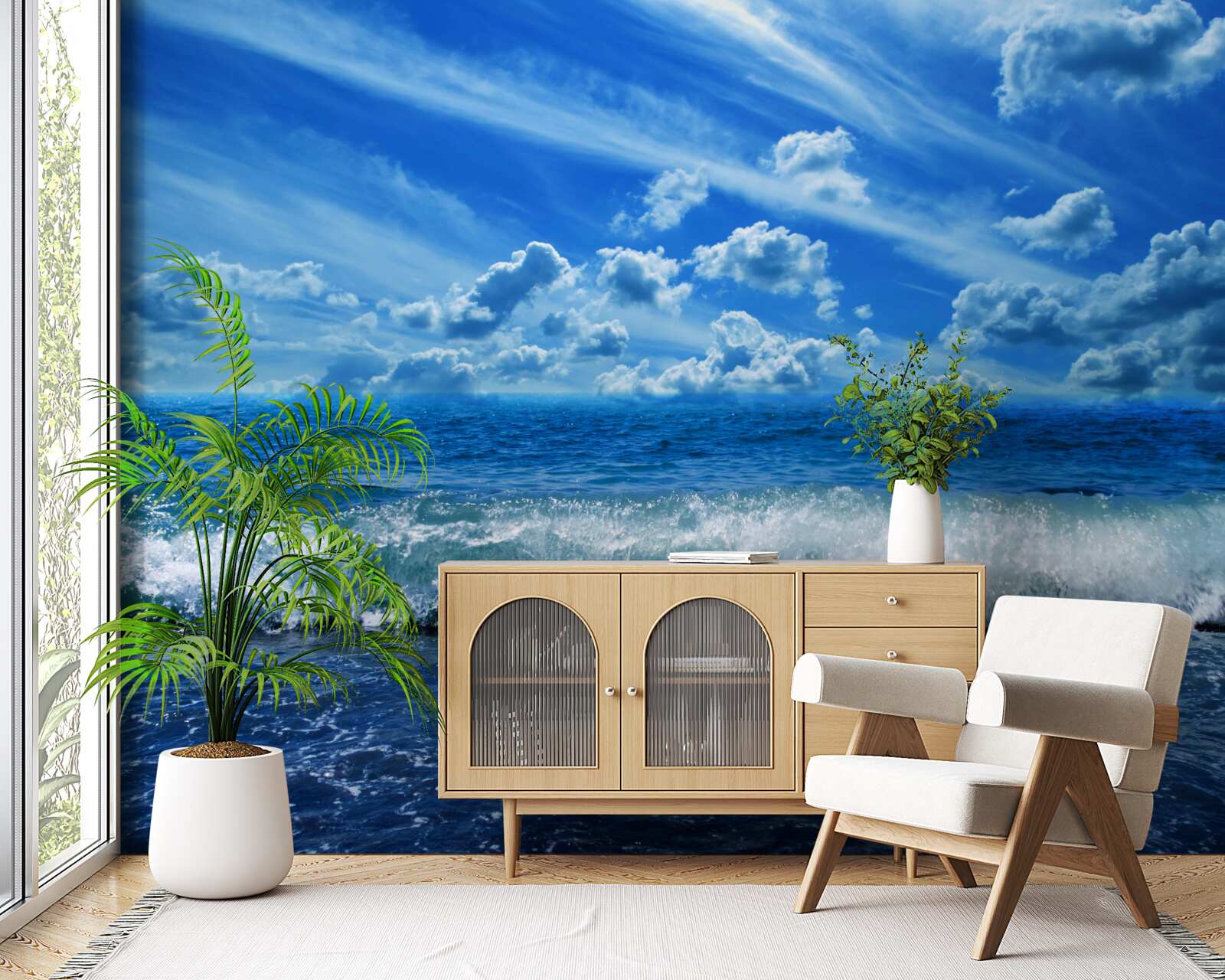 Fotobehang turbulent blauw water ruimte