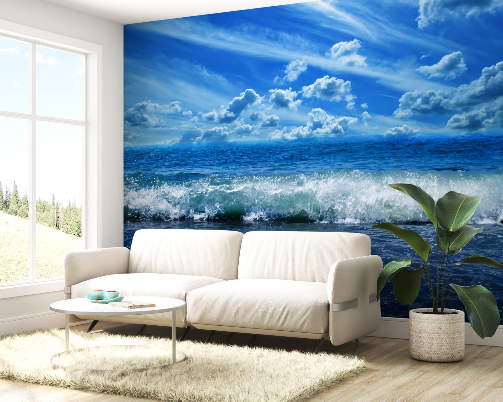 Fotobehang turbulent blauw water ruimte