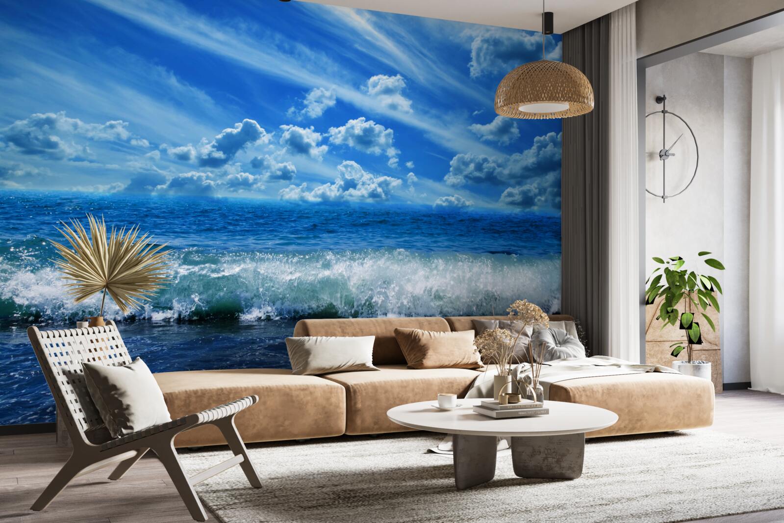 Fotobehang turbulent blauw water ruimte