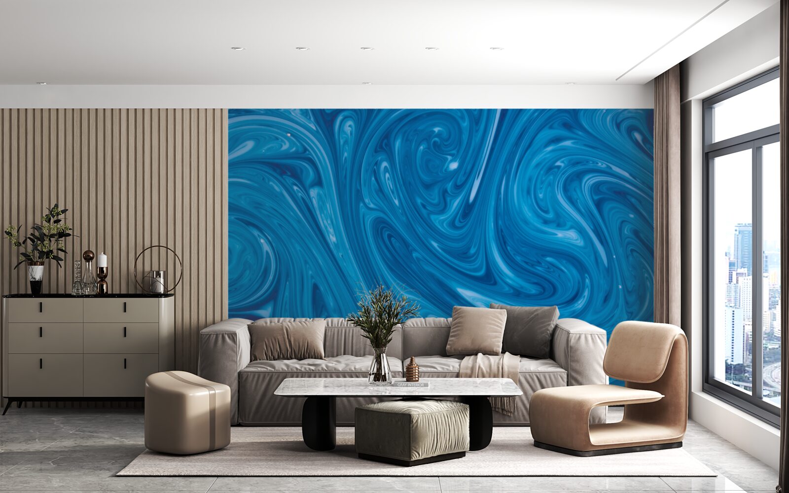 Fotobehang schommelingen van de blauwe zee