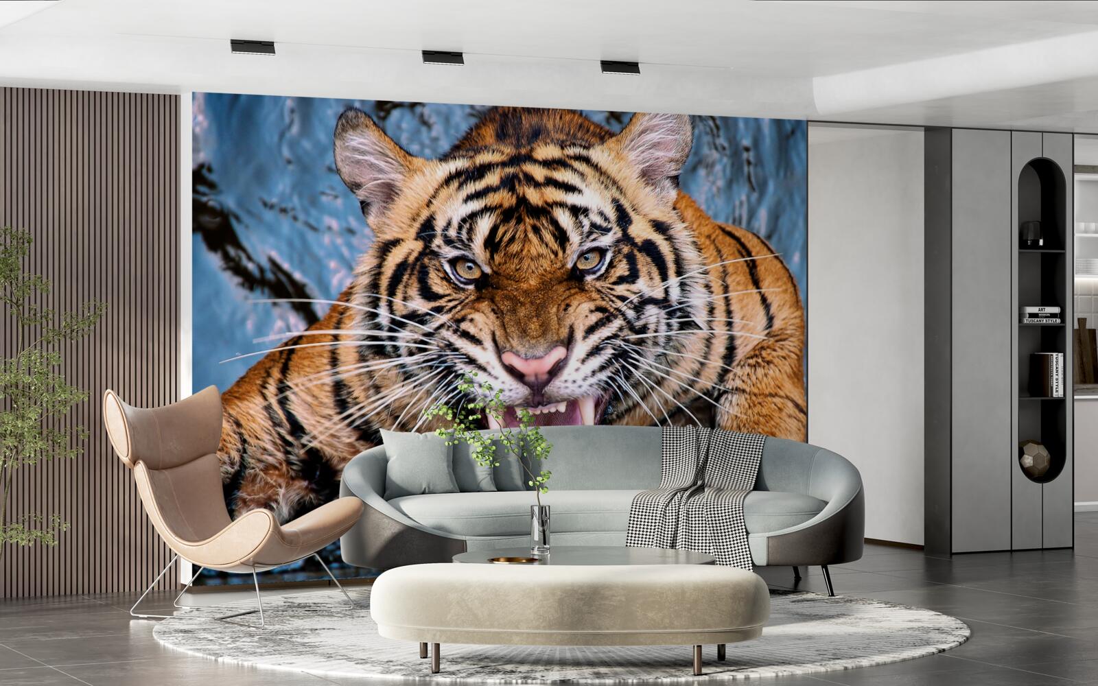 Fotobehang tijger brult van woede