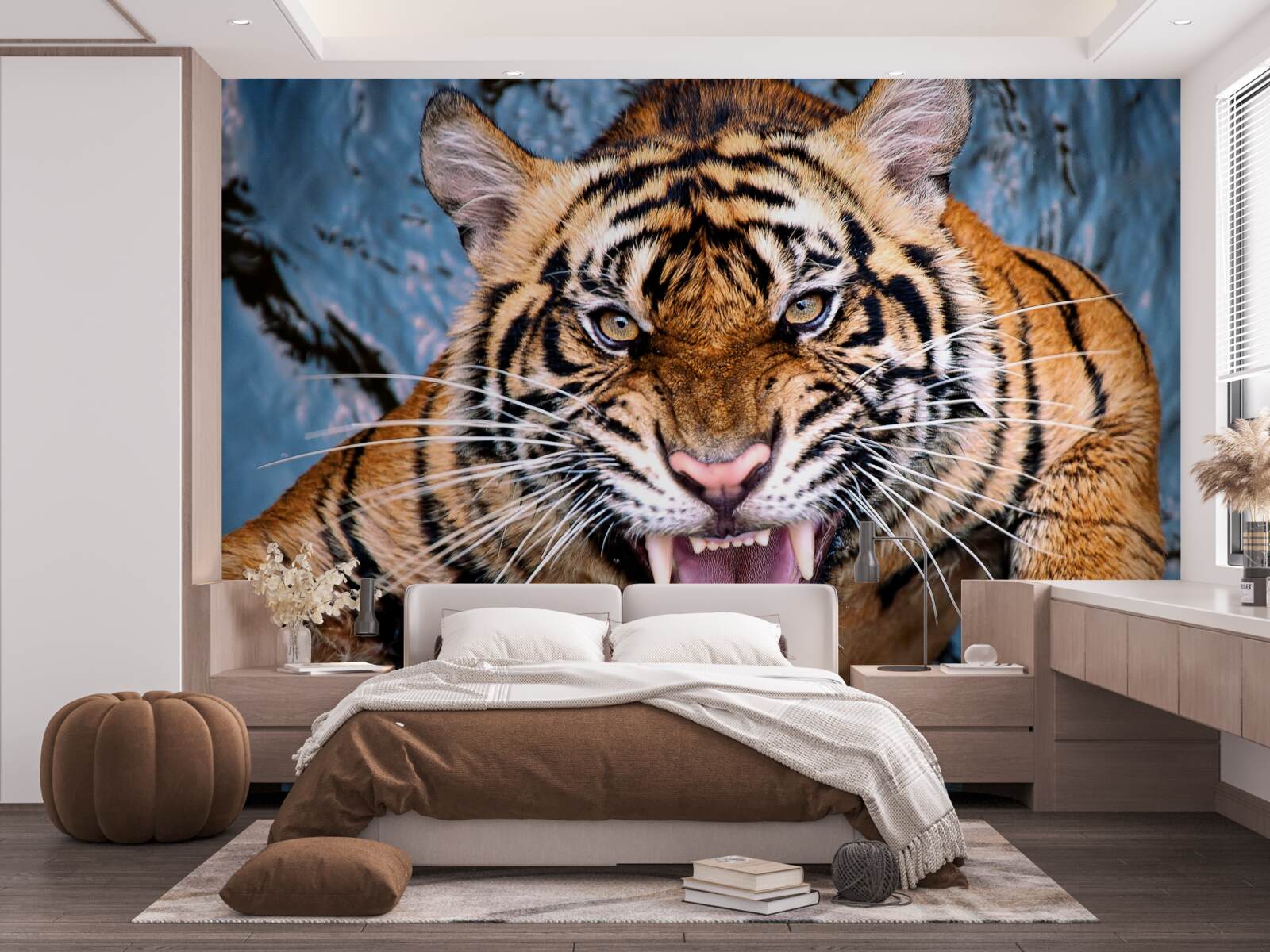 Fotobehang tijger brult van woede