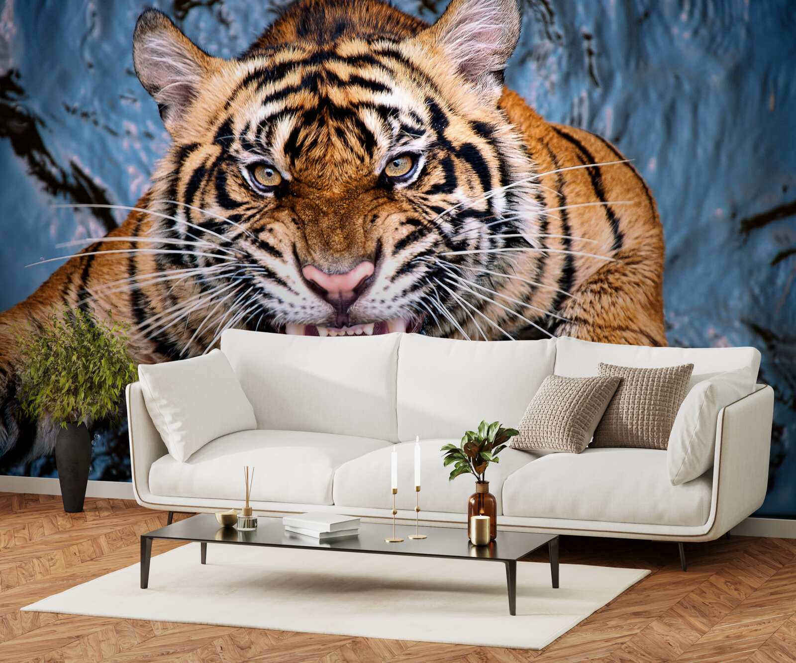 Fotobehang tijger brult van woede