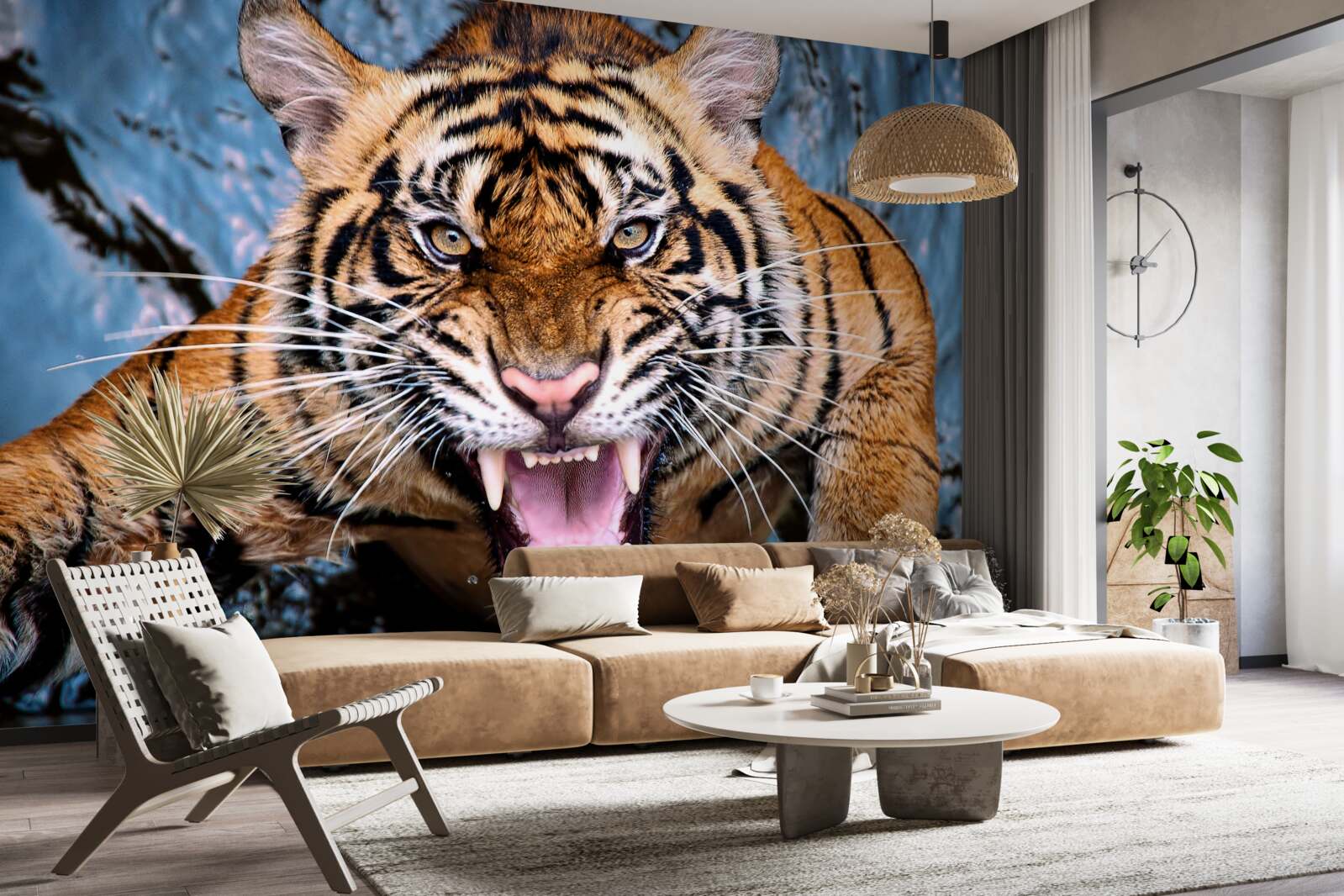 Fotobehang tijger brult van woede