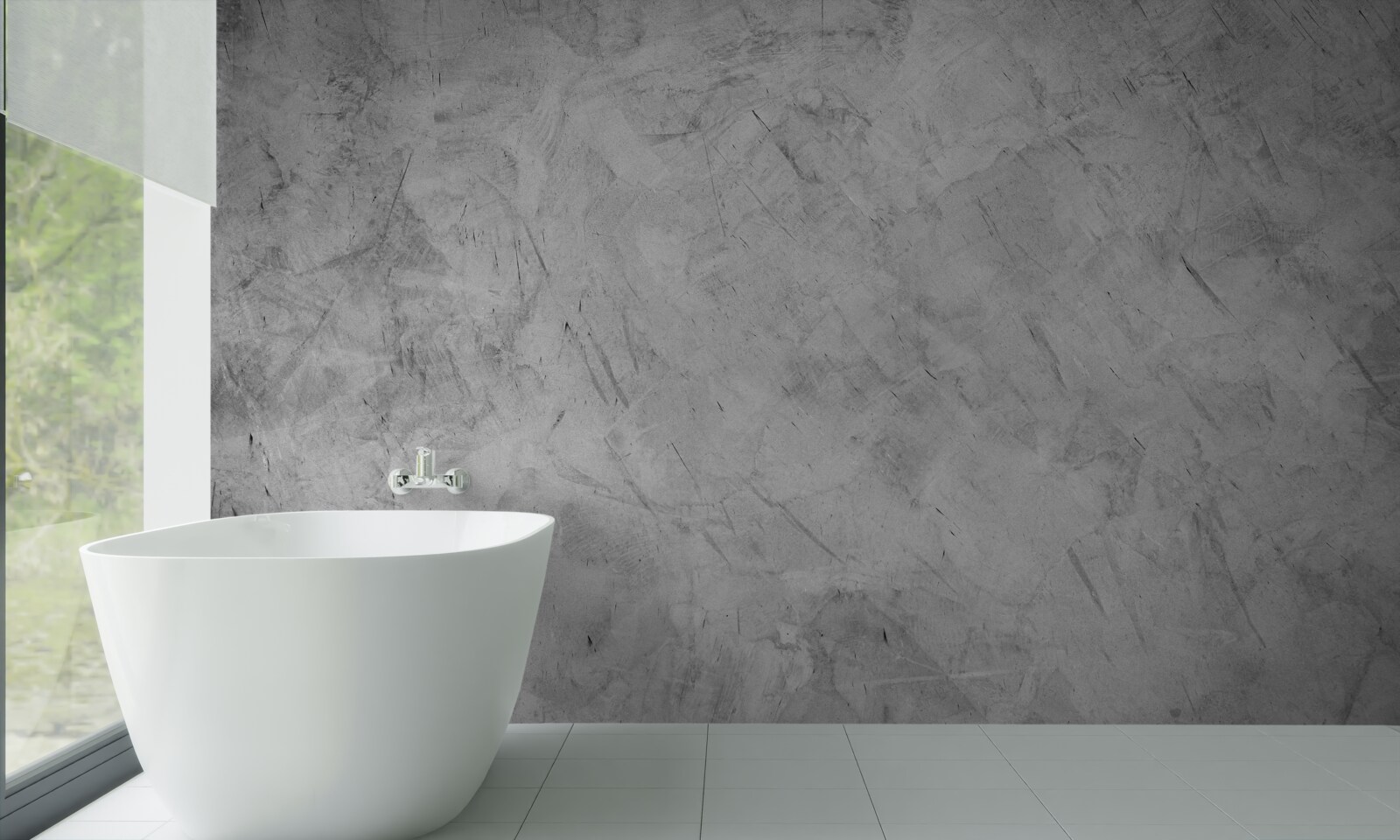 Fotobehang hevige regen in een in mist gehuld bos