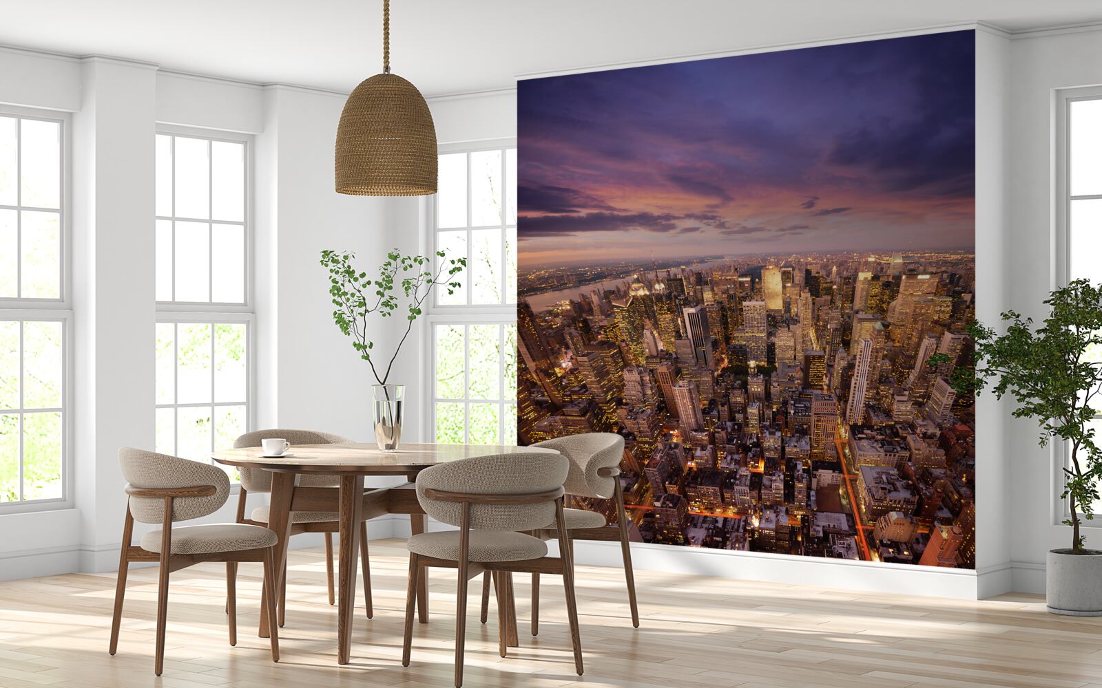 Fotobehang onmetelijke wolkenkrabbers van een gigantische stad