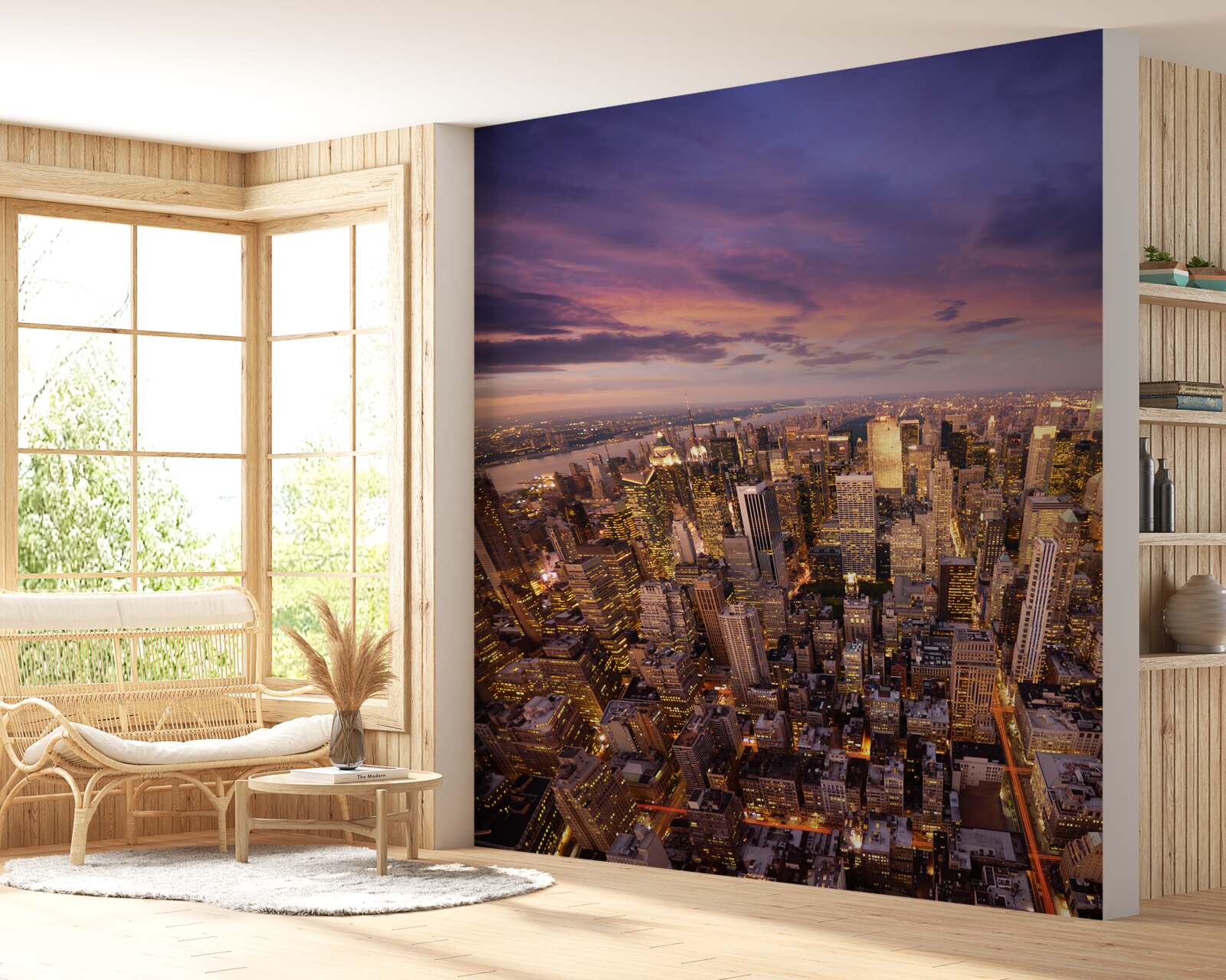 Fotobehang onmetelijke wolkenkrabbers van een gigantische stad