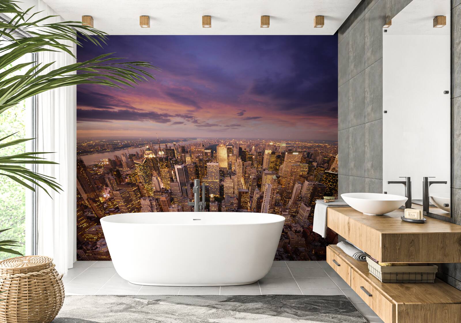 Fotobehang onmetelijke wolkenkrabbers van een gigantische stad