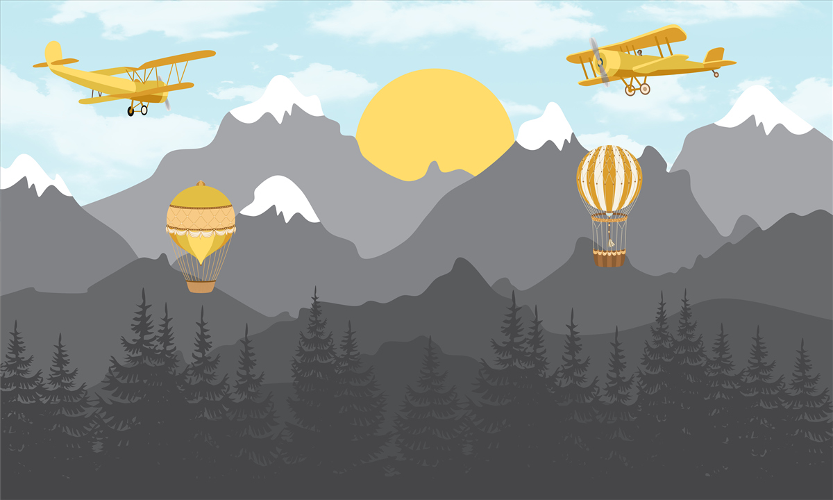 Fotobehang vliegen tussen de pieken bij dageraad