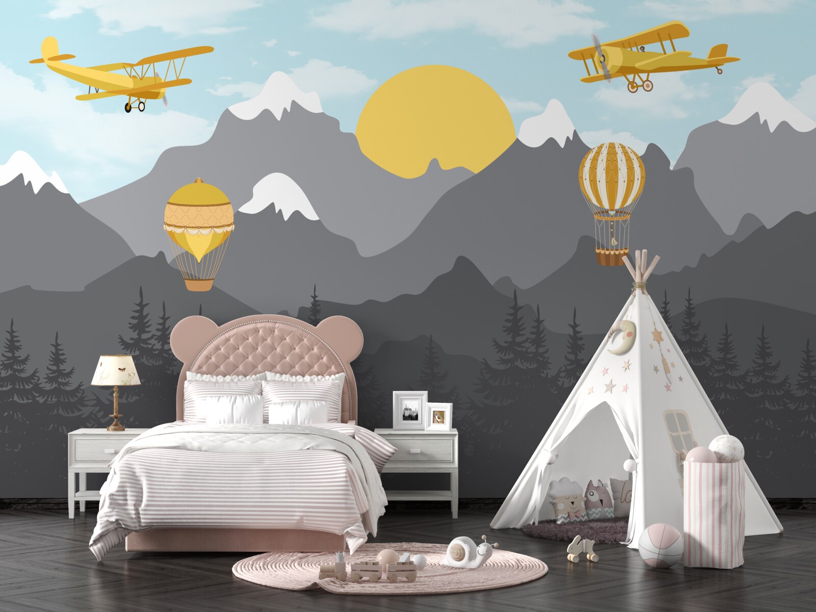 Fotobehang vliegen tussen de pieken bij dageraad