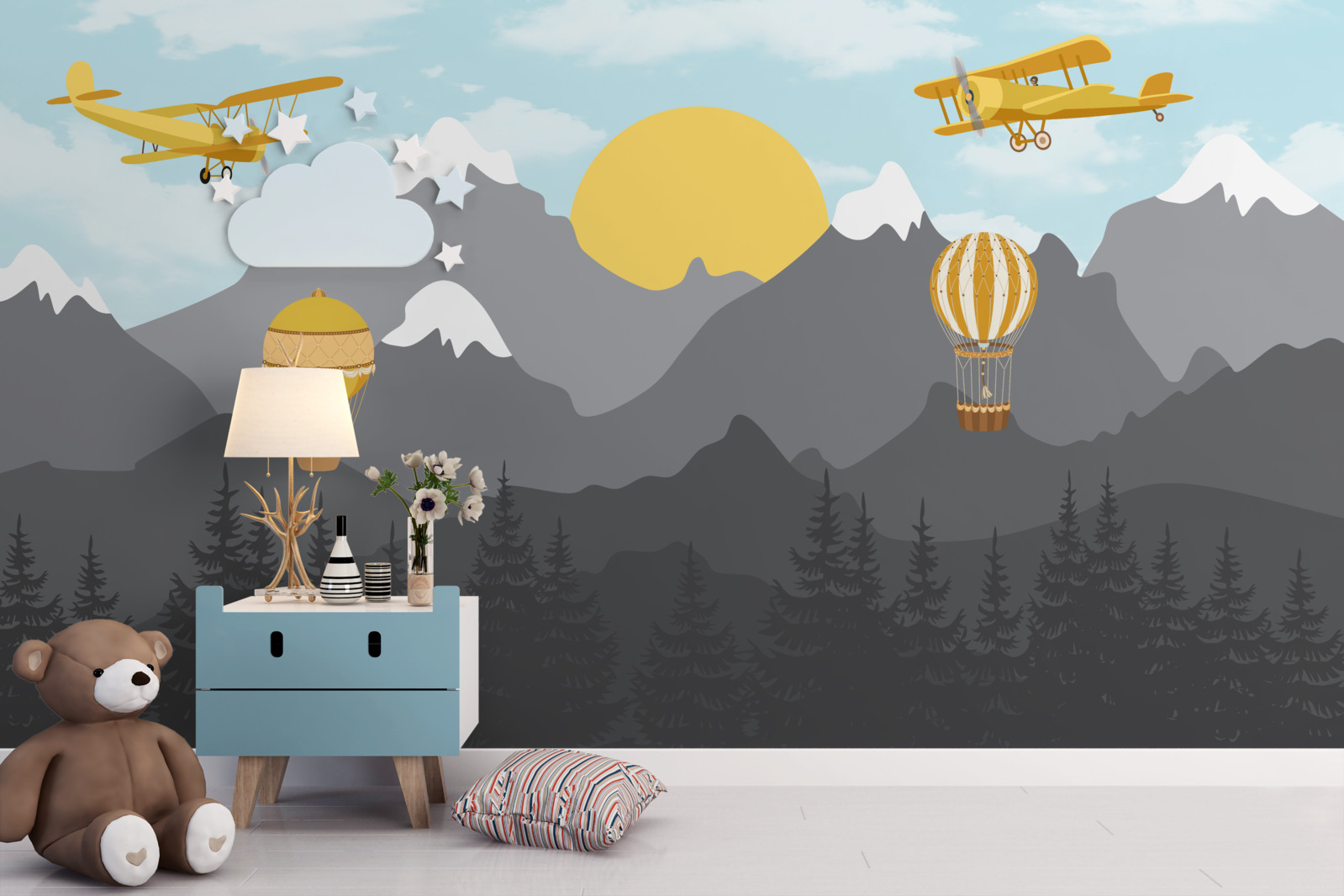 Fotobehang vliegen tussen de pieken bij dageraad