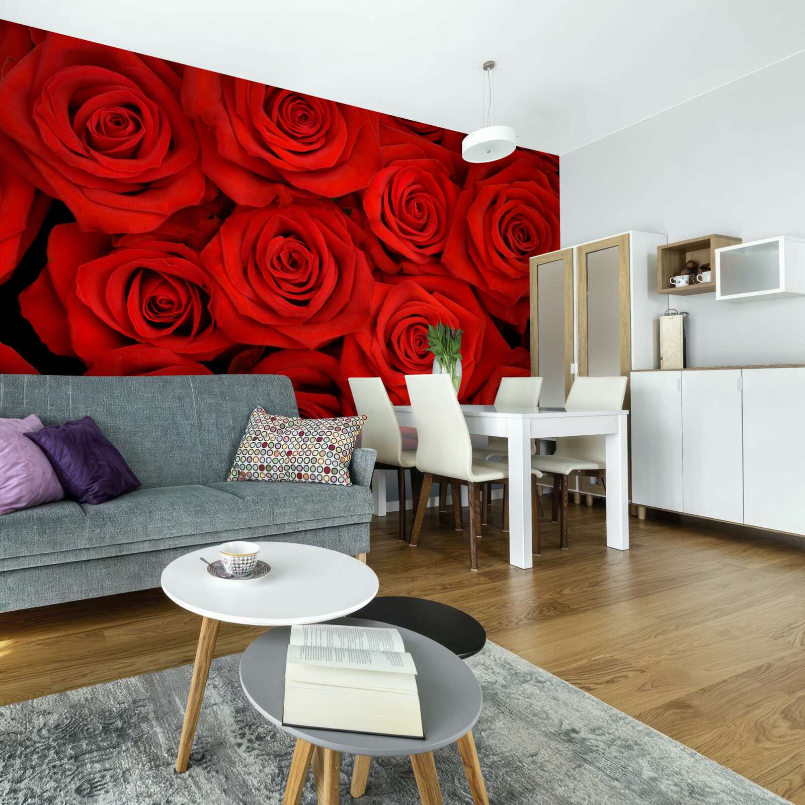 Fotobehang boeket rode rozen