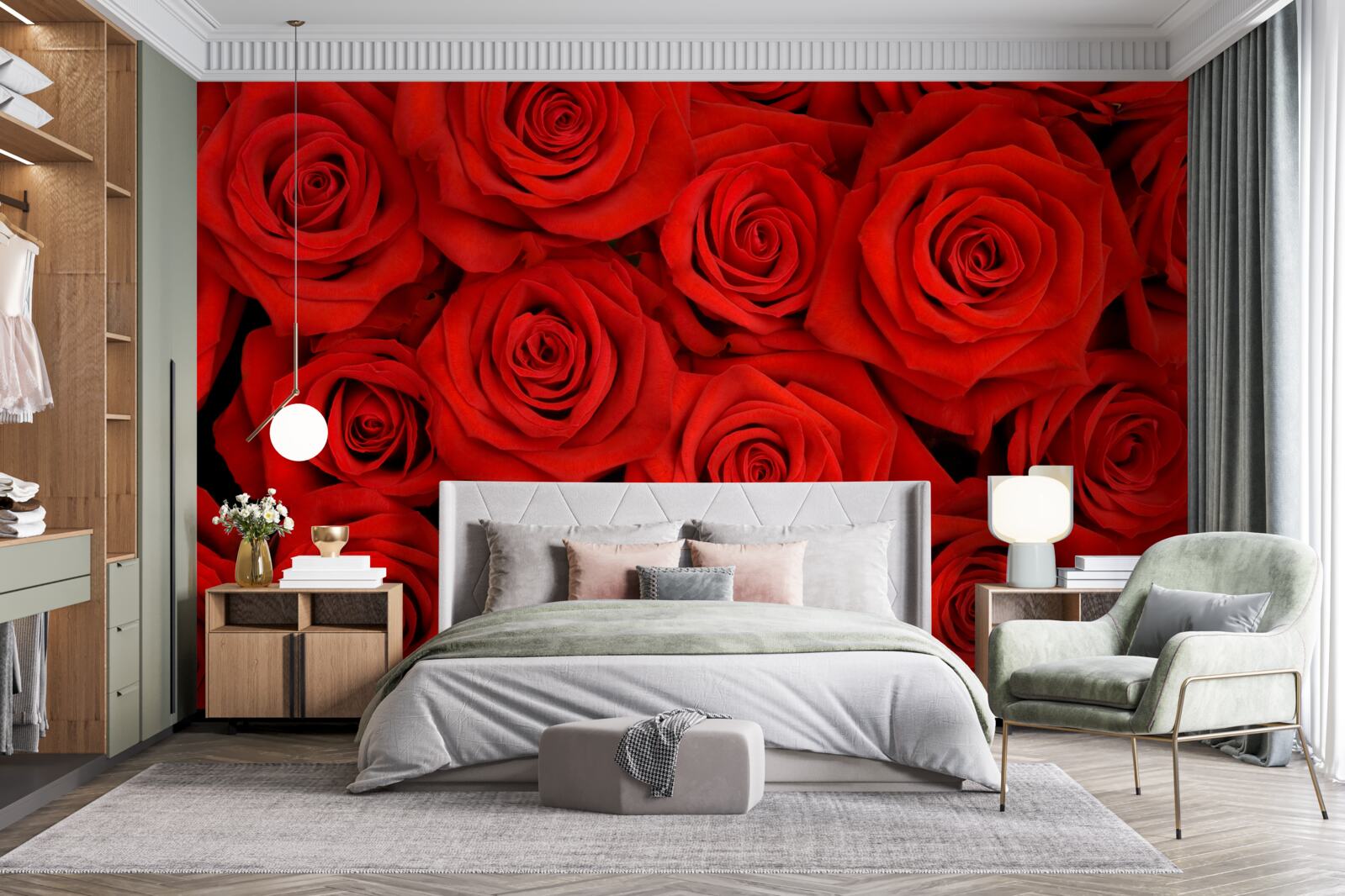 Fotobehang boeket rode rozen