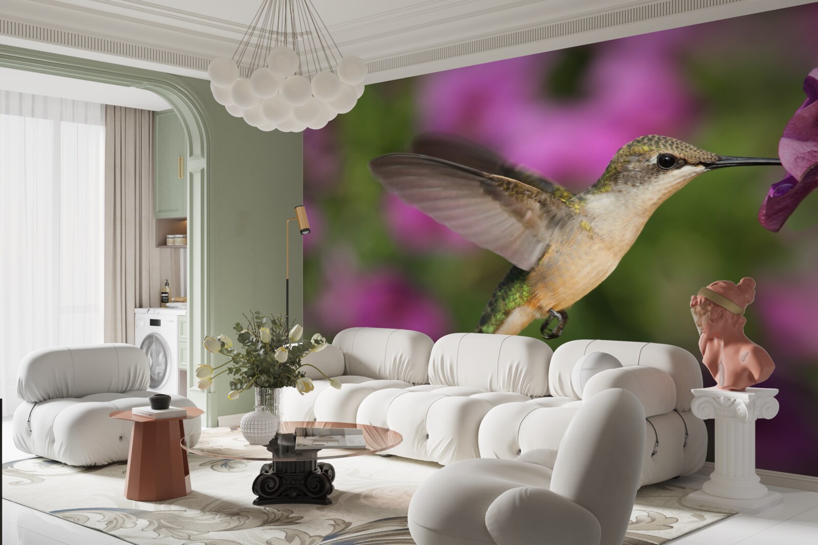 Fotobehang nectar lest de dorst van kolibries