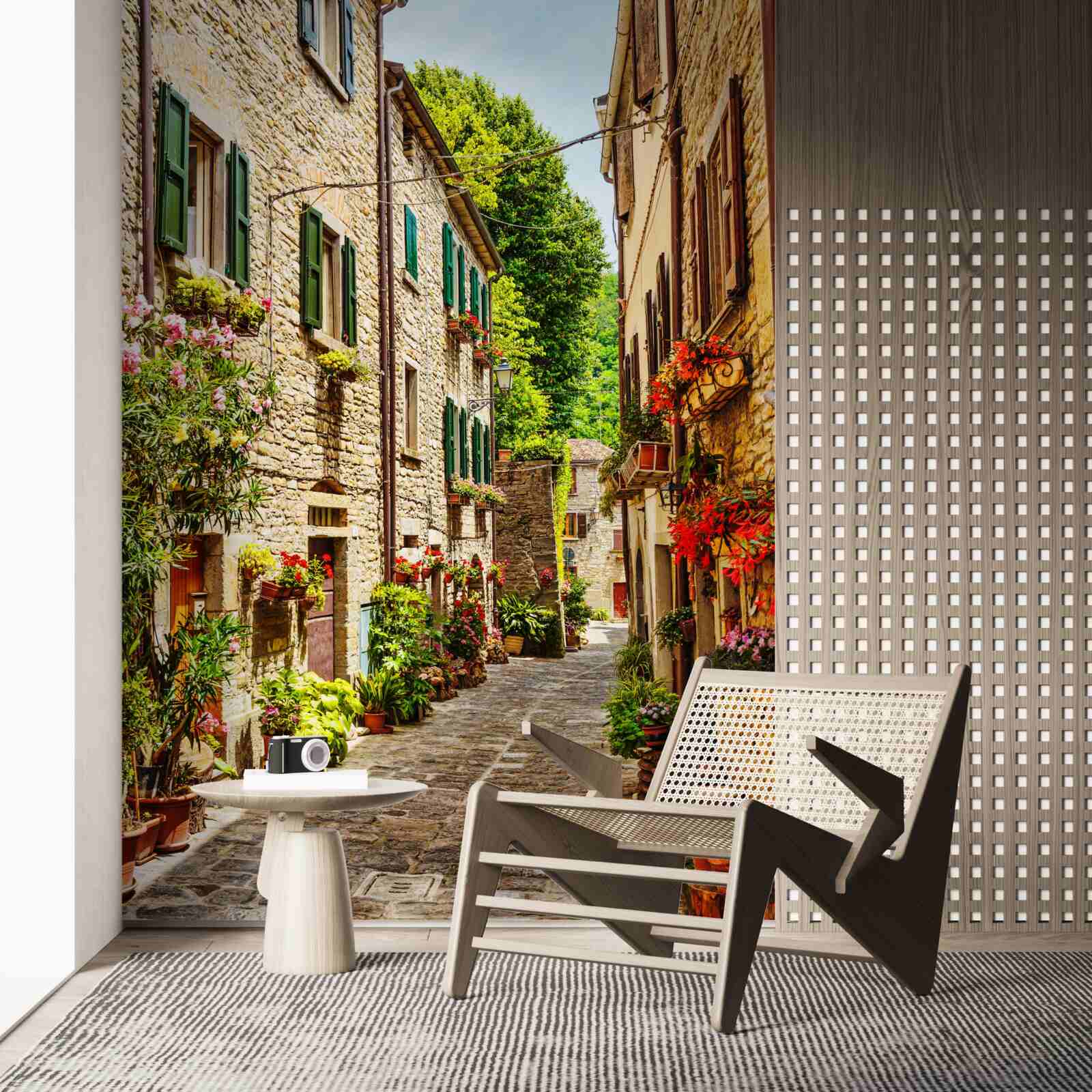 Fotobehang promenade omgeven door groen