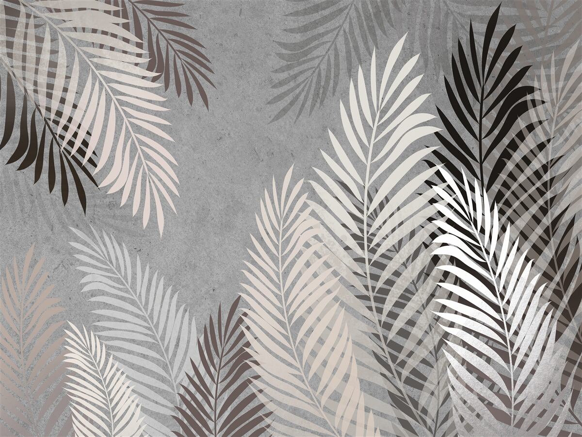 Fotobehang tropische bladeren zijn wit en zwart