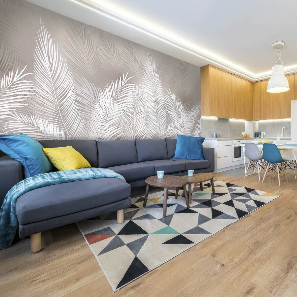 Fotobehang dicht, sneeuwwit, geveerd blad