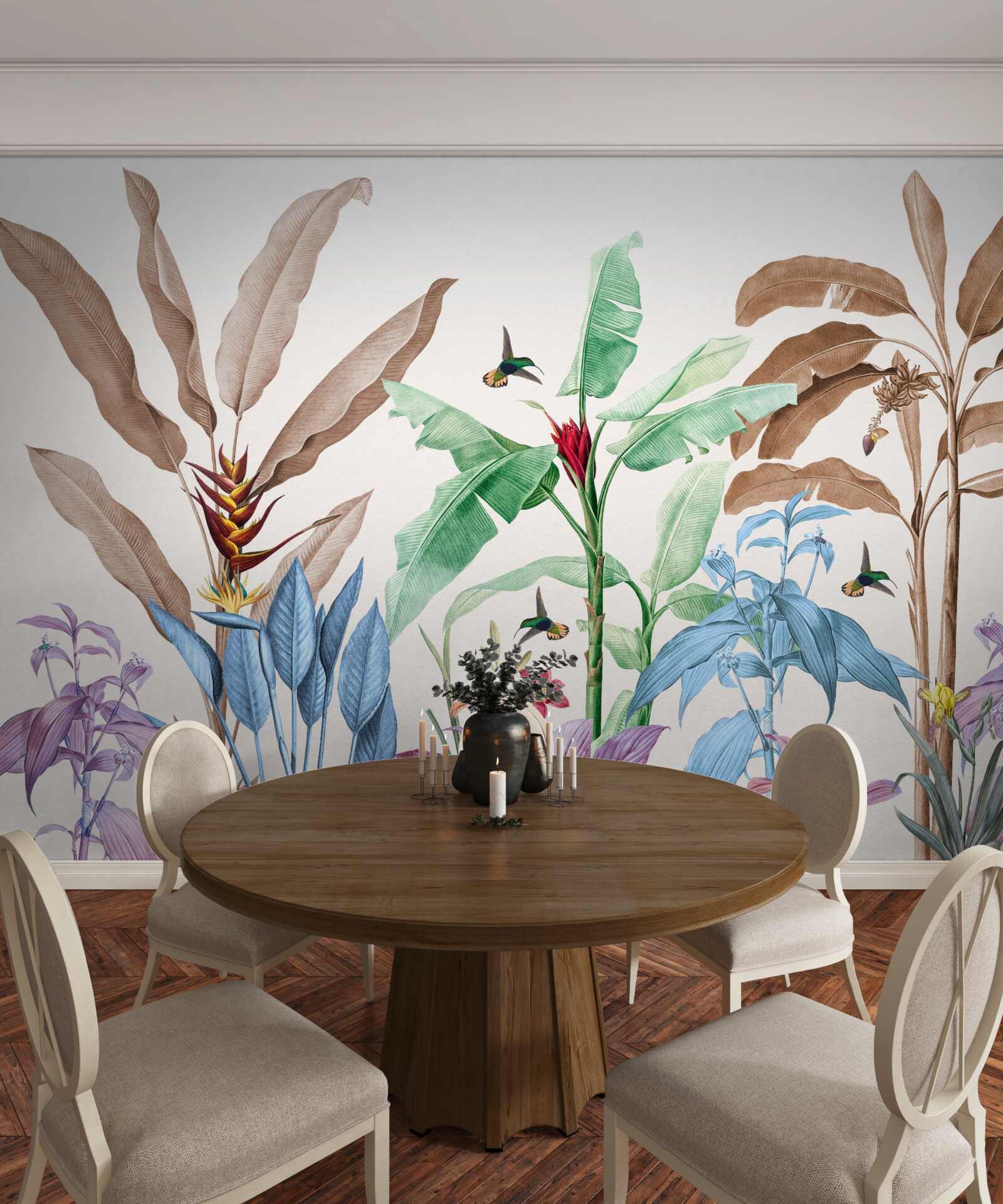 Fotobehang aquarel tropisch bos