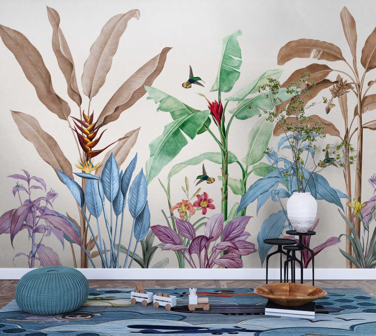 Fotobehang aquarel tropisch bos