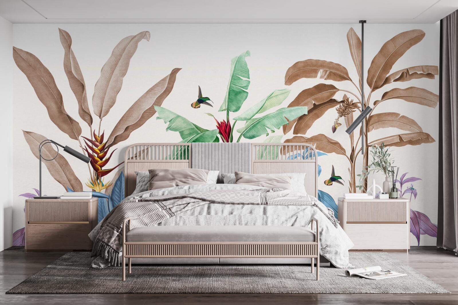 Fotobehang aquarel tropisch bos