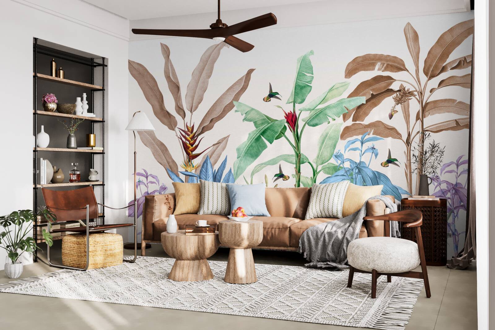 Fotobehang aquarel tropisch bos