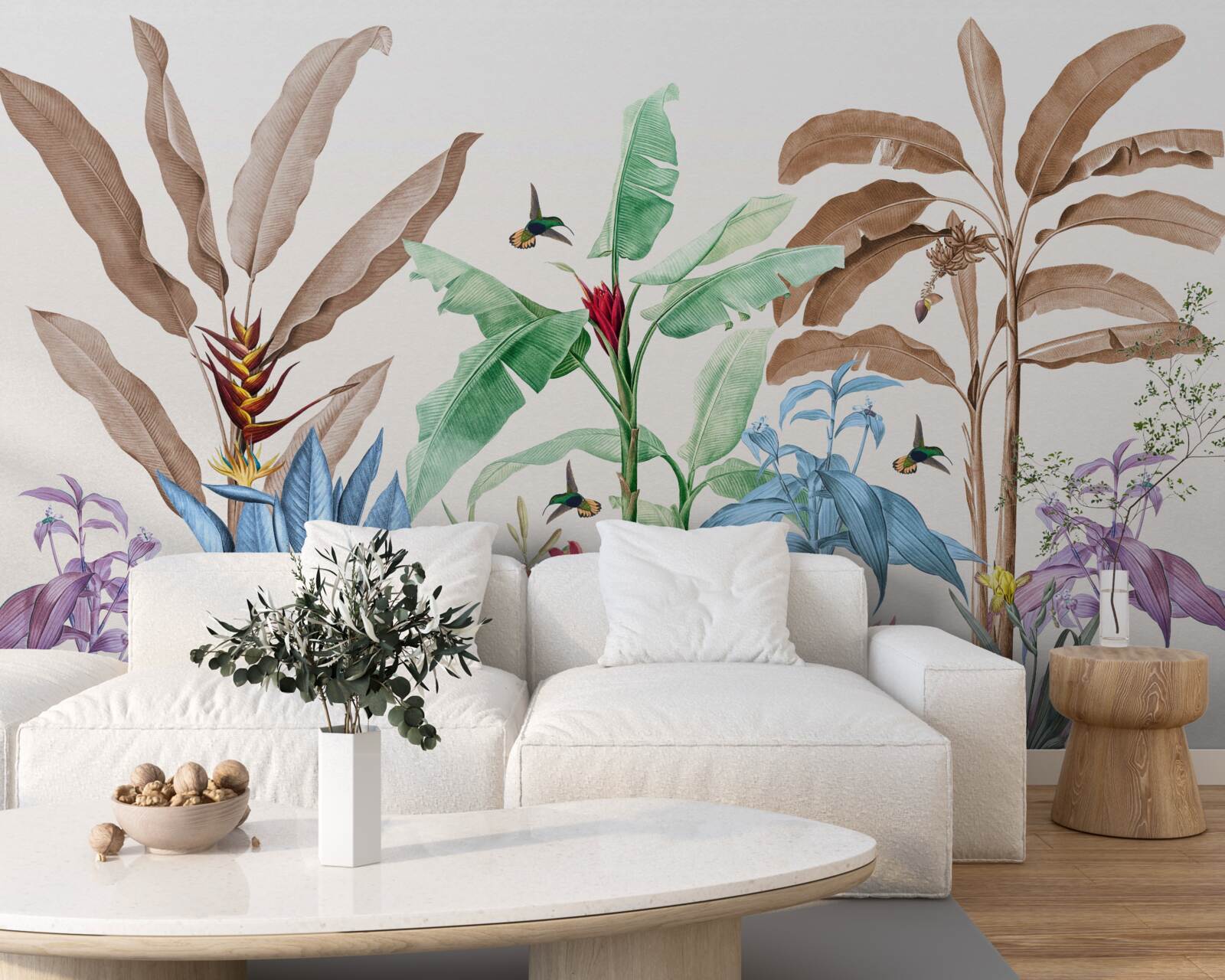 Fotobehang aquarel tropisch bos