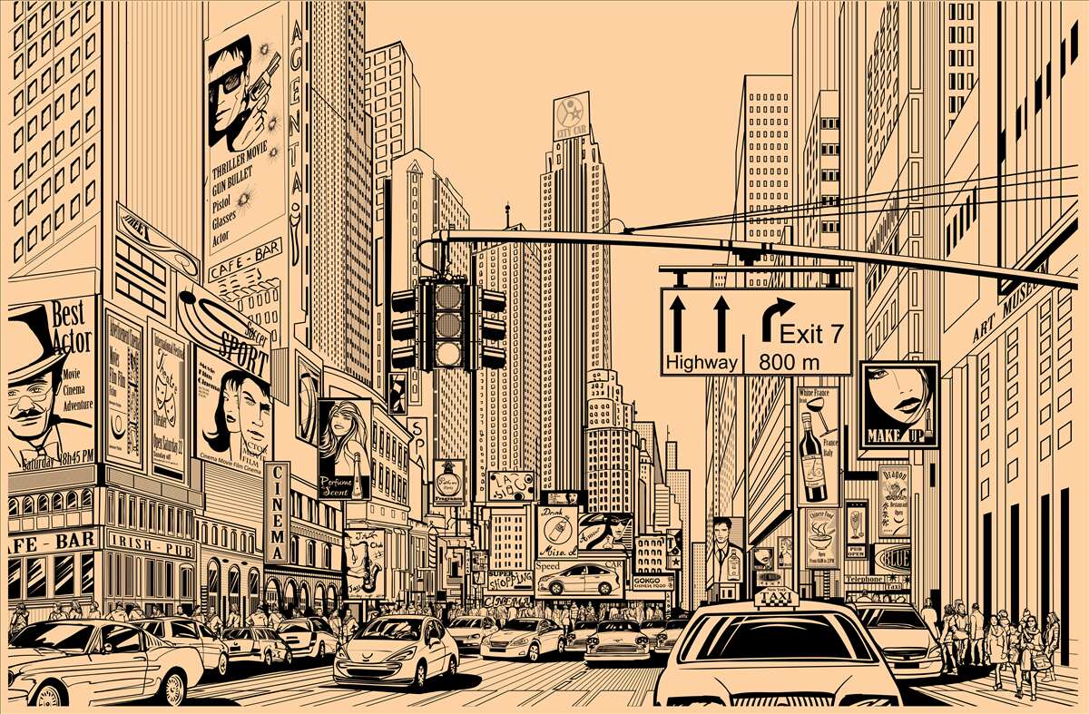 Fotobehang tijd vierkant tekening op papier in potlood