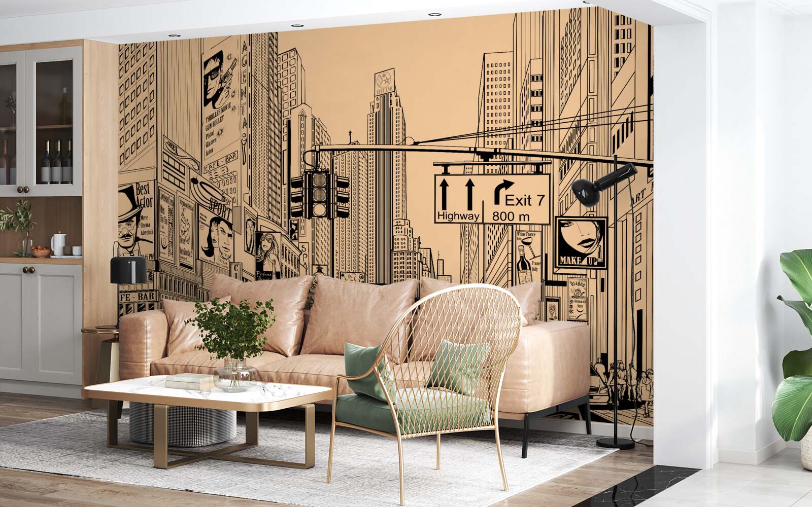 Fotobehang tijd vierkant tekening op papier in potlood