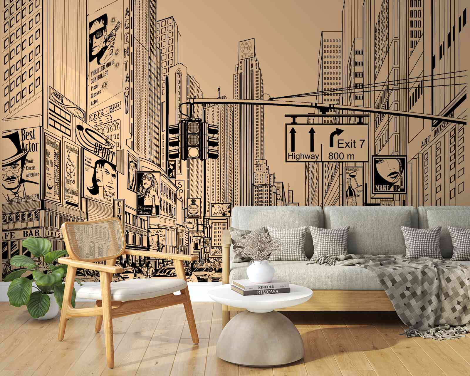 Fotobehang tijd vierkant tekening op papier in potlood