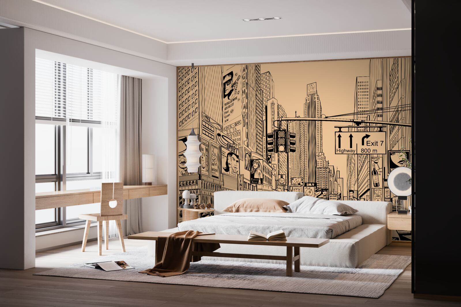 Fotobehang tijd vierkant tekening op papier in potlood