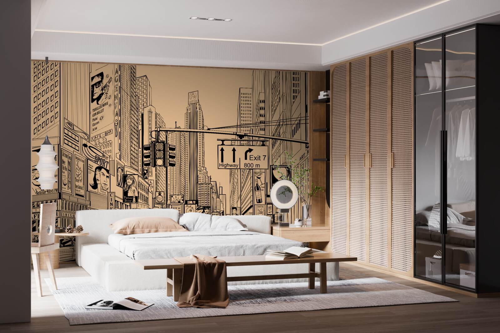 Fotobehang tijd vierkant tekening op papier in potlood