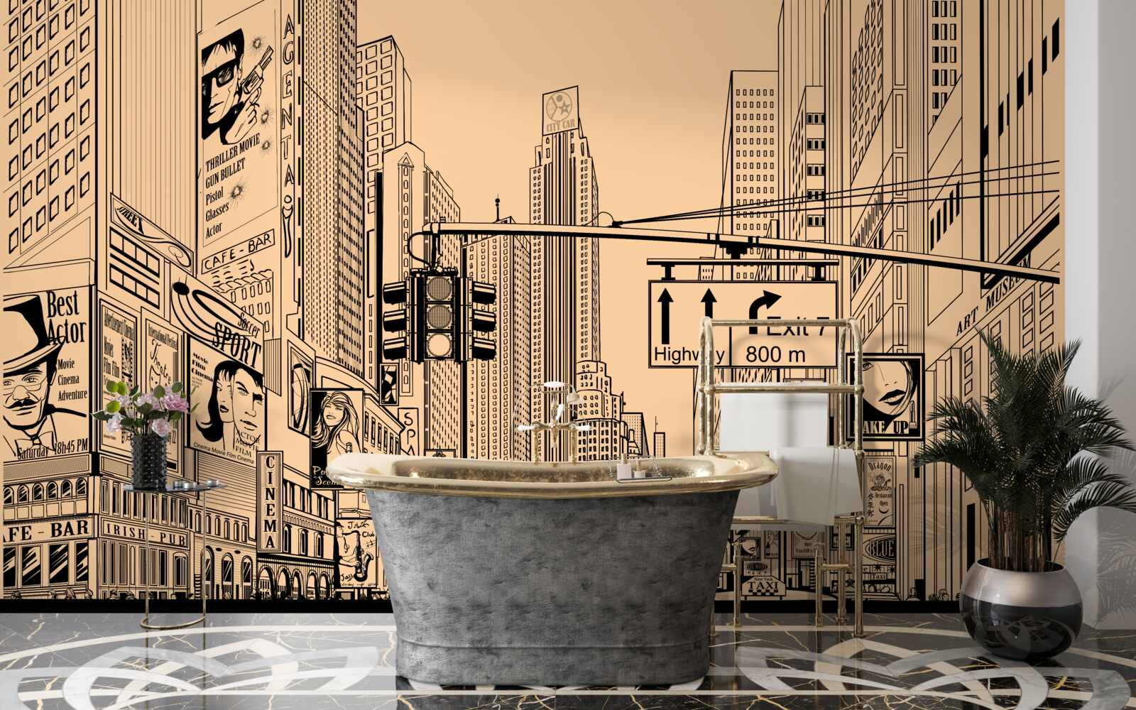 Fotobehang tijd vierkant tekening op papier in potlood