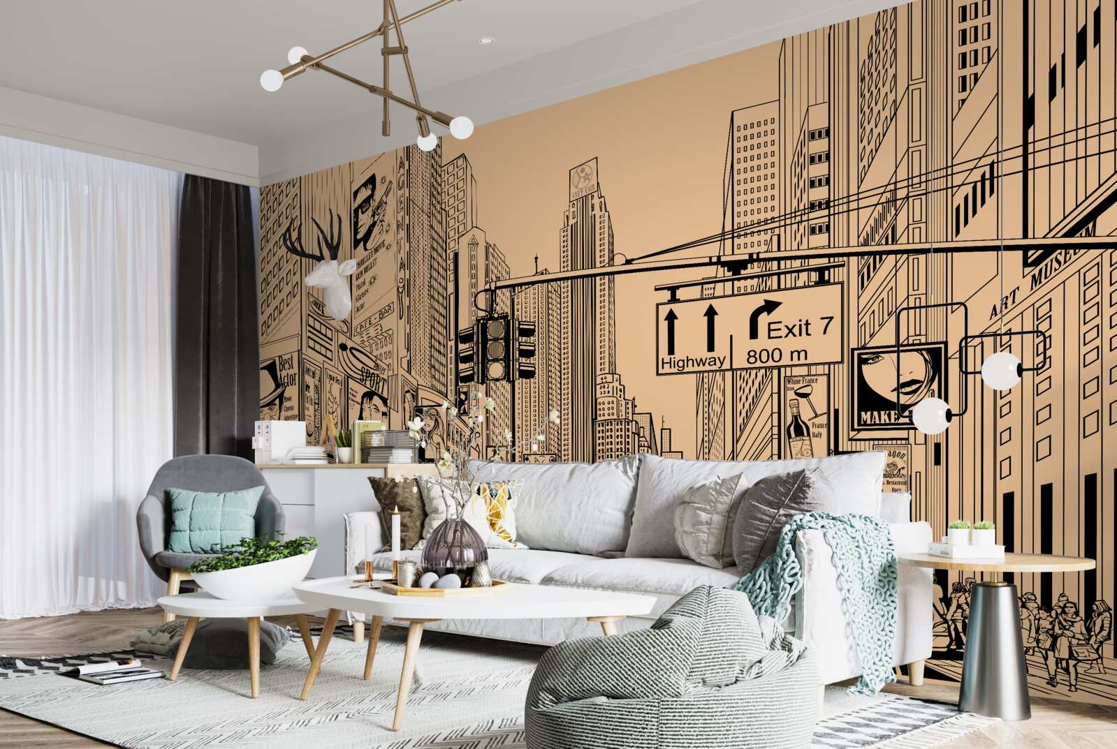 Fotobehang tijd vierkant tekening op papier in potlood