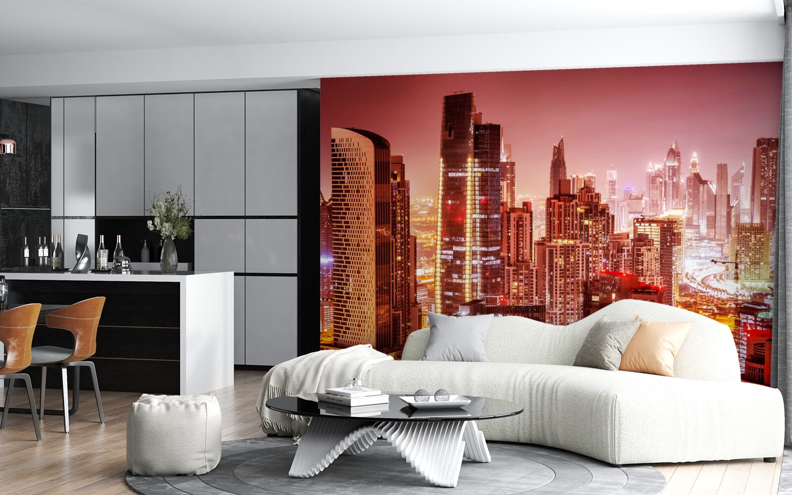 Fotobehang de drukte van de stad in het nachtlicht