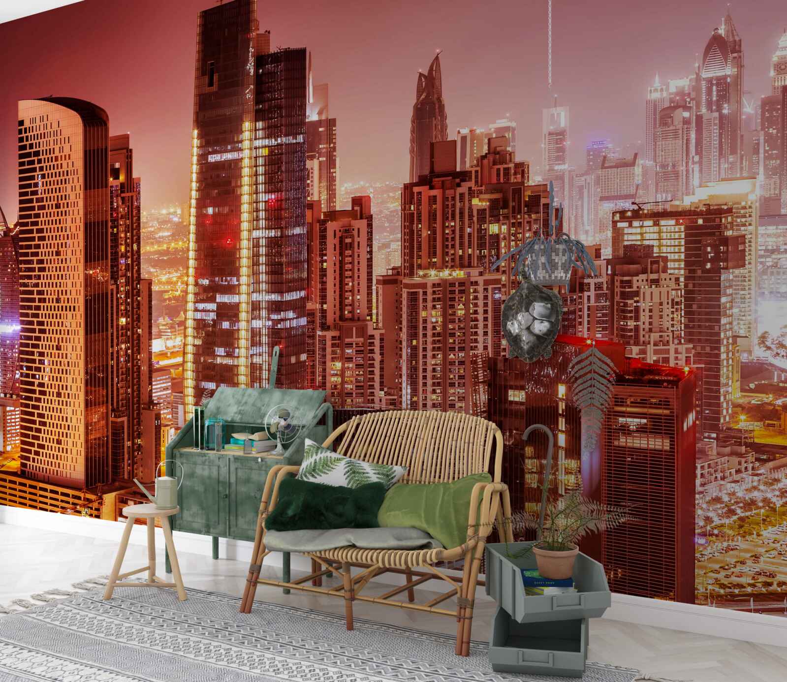 Fotobehang de drukte van de stad in het nachtlicht