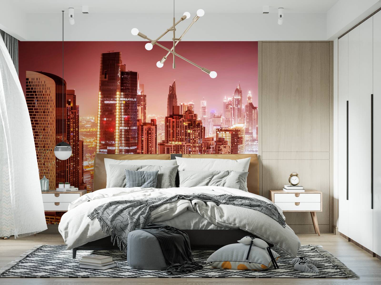 Fotobehang de drukte van de stad in het nachtlicht