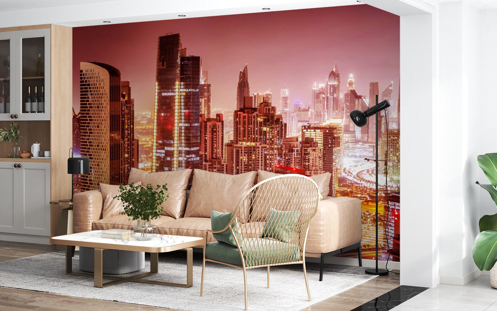 Fotobehang de drukte van de stad in het nachtlicht